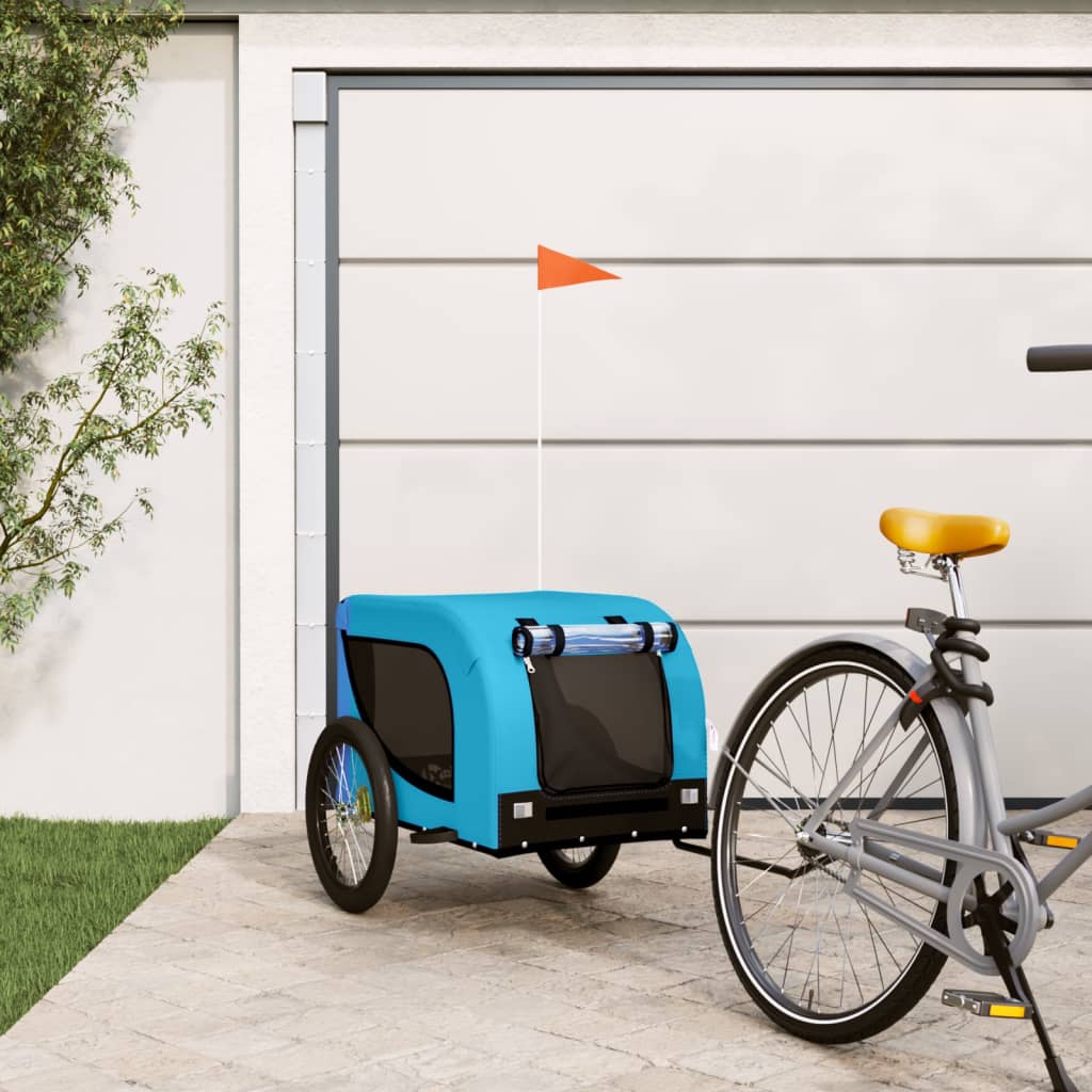 Vidaxl Dog Bike Trailer Oxford Fabric et Fer Bleu et noir