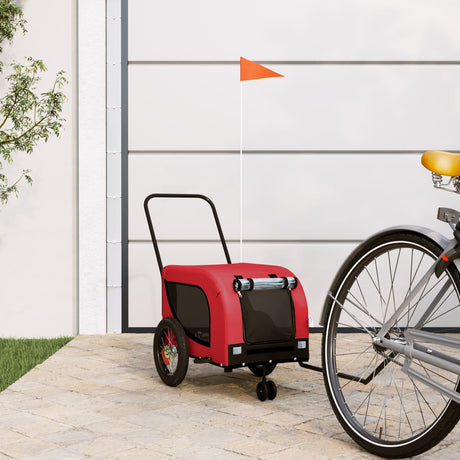Vidaxl Dog Bike Trailer Oxford Fabric und Eisenrot und Schwarz