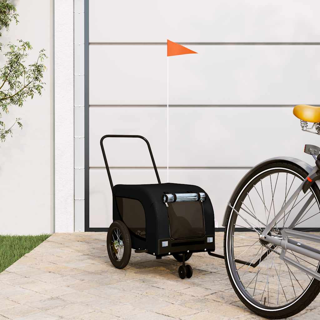 Vidaxl hondenfietstrailer oxford stof en ijzer zwart