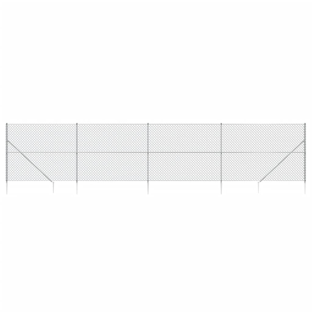 Vidaxxl-Maschenzaun mit Erdankern 1,6x10 m silberfarben