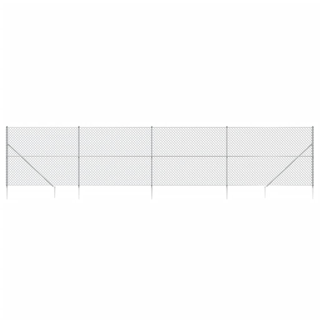 Vidaxl Mesh Fence z kotwicami uziemienia 1,6x10 m srebrnego