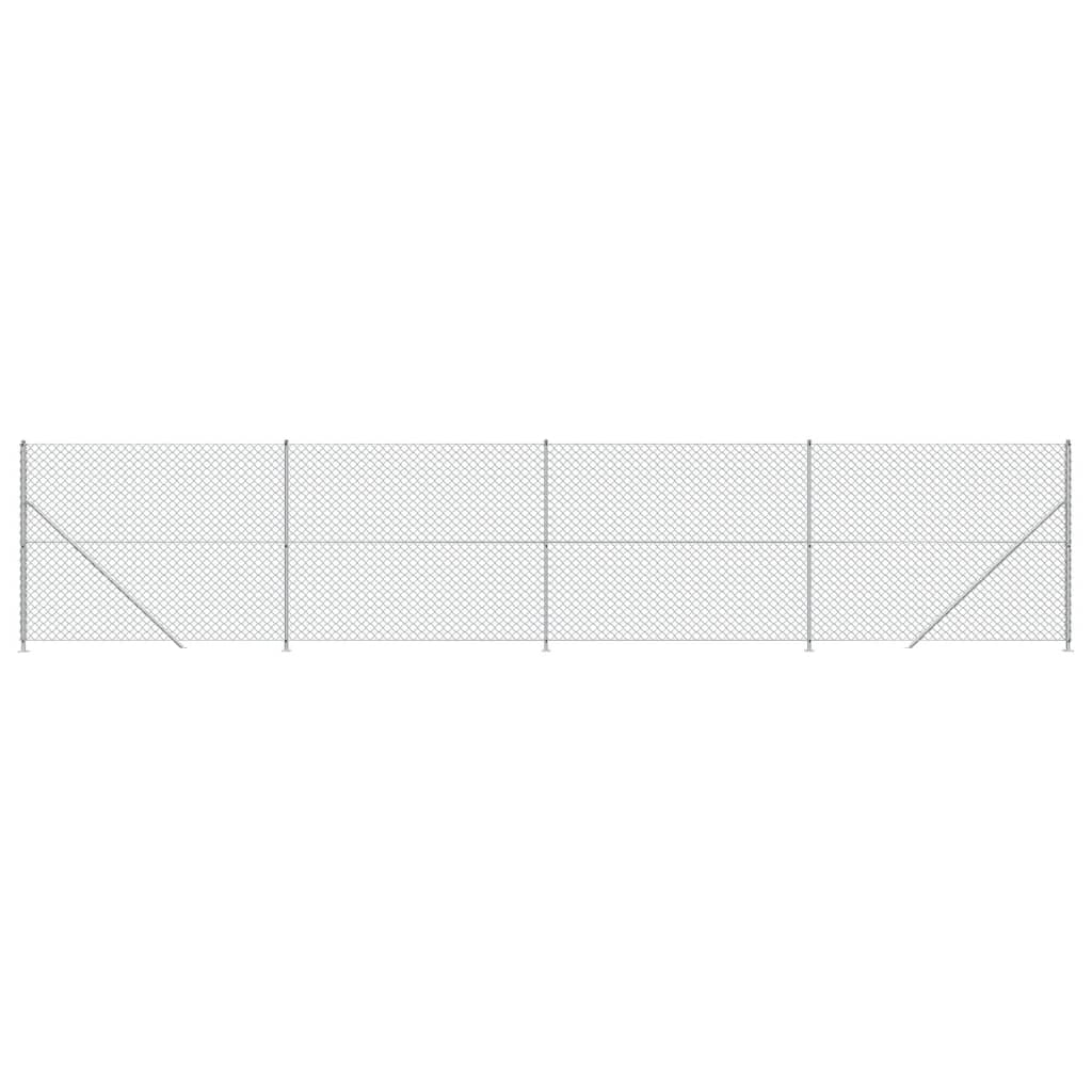 Vidaxl-Gitterzaun mit Flansch 1,4x10 m silberfarben