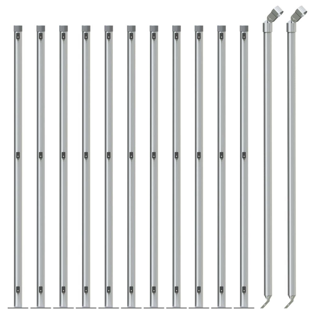 Vidaxl-Gitterzaun mit Flansch 0,8x25 m silberfarben