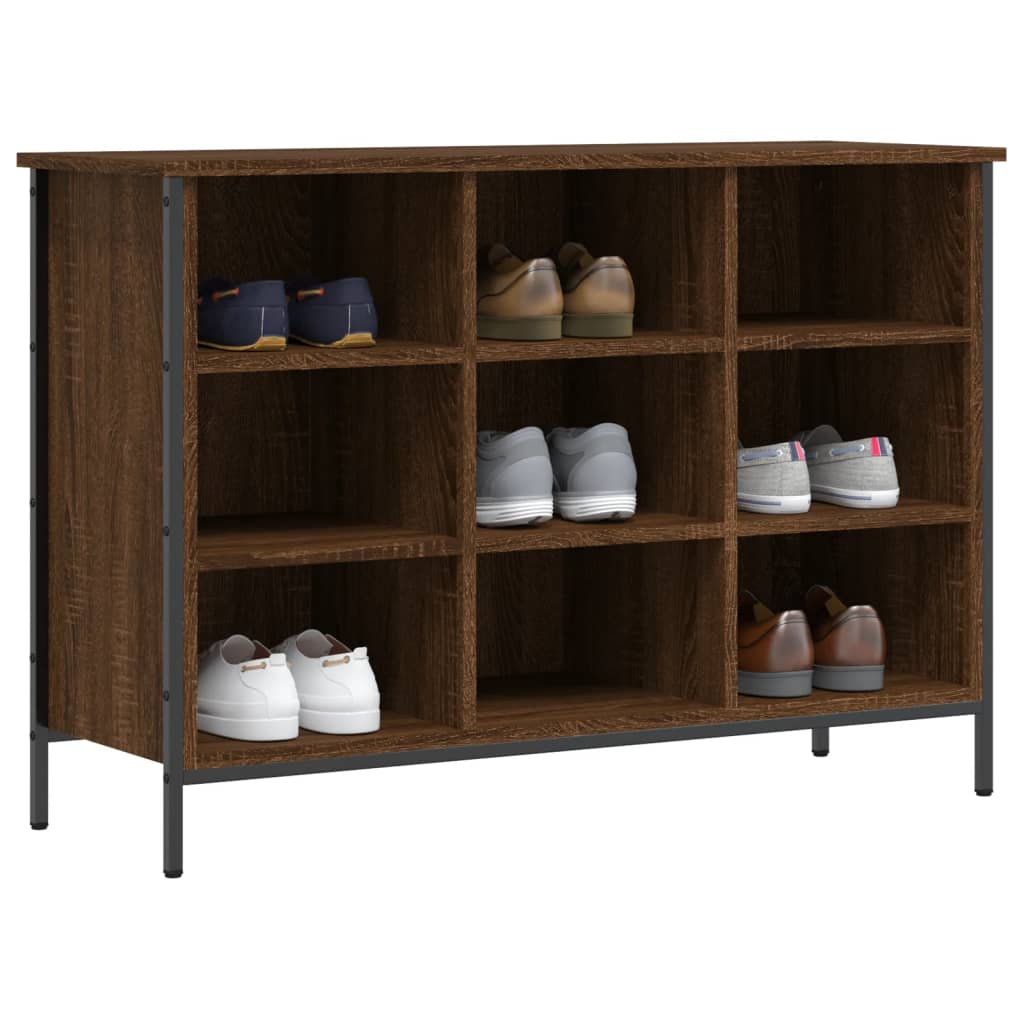 Vidaxl Shoe Cabinet 100x35x70 cm skåret træbrun eg farve