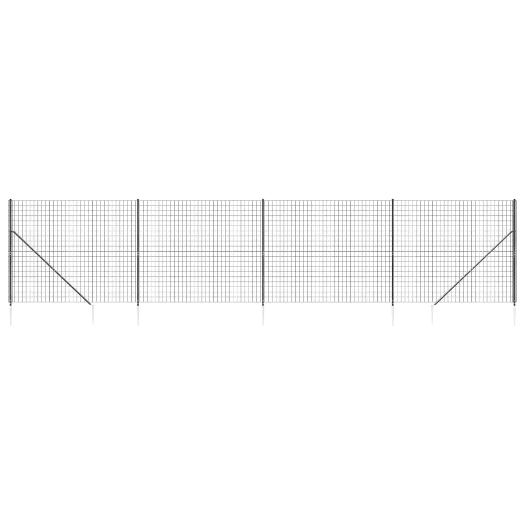 Vidaxl wire mesh fet with ground anchors 1.4x10 m anthracite -colored