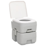 Vidaxl Camping Toilette tragbar 20+10 l HDPE Grau und Weiß