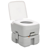Vidaxl Camping Toilette tragbar 15+10 l HDPE Grau und Weiß