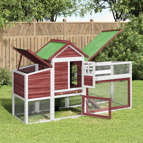 VidaXL Hühnerstall 186,5 x 58,5 x 113 cm, massives Kiefernholz, Farbe Mokka