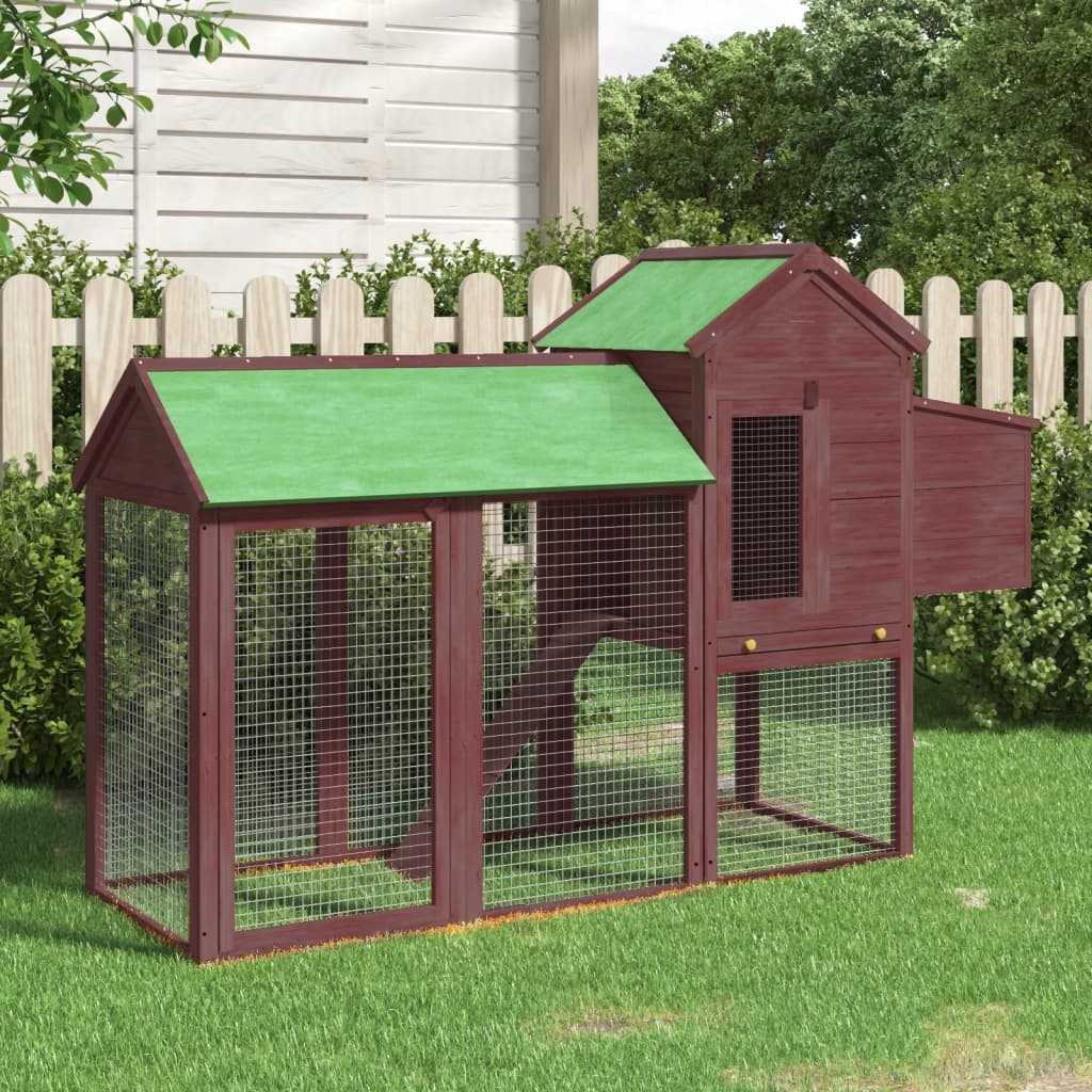 Vidaxl Chicken Coop 193x65x117 cm de pino sólido Mokka cilindro