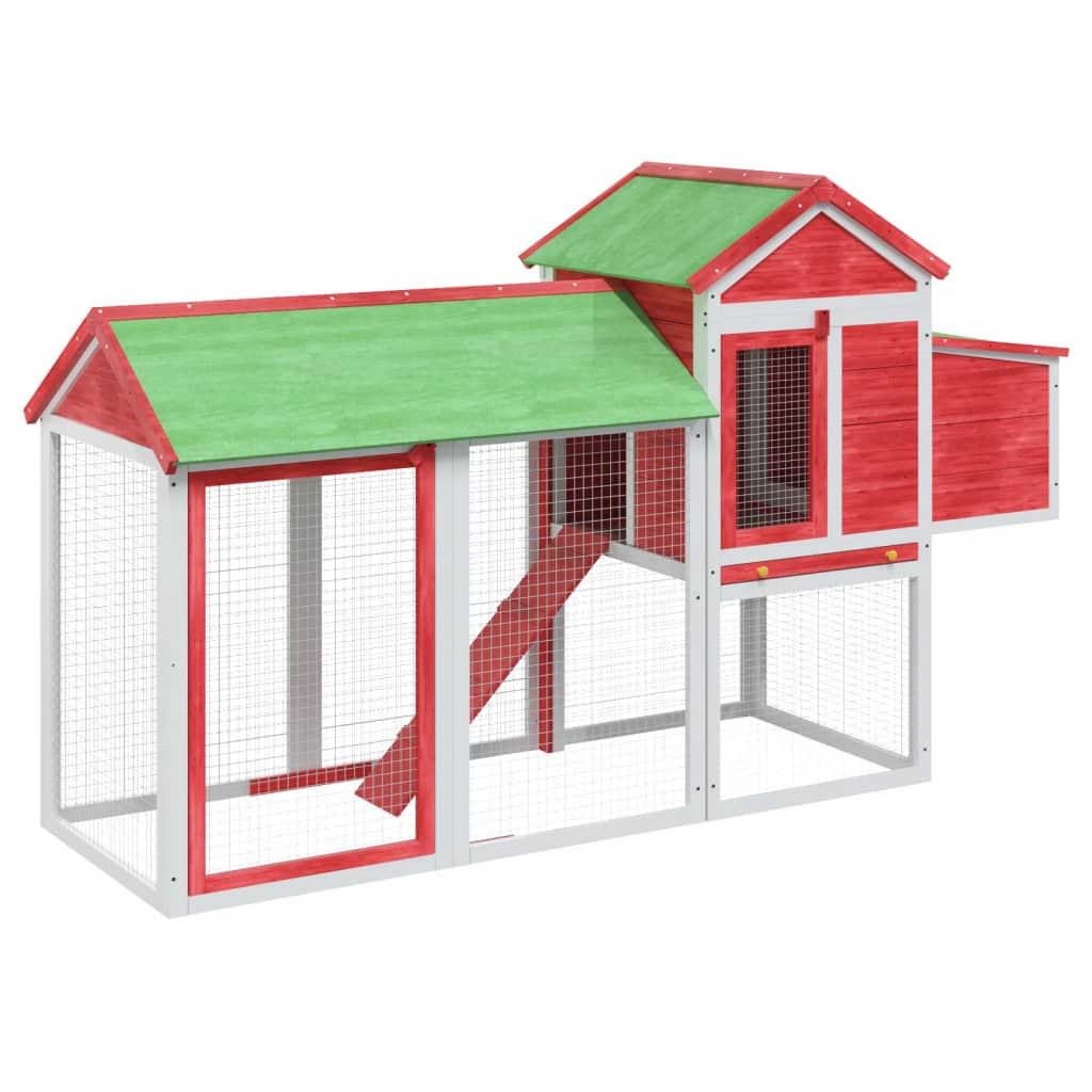 Vidaxl Poulet Coop 193x65x117 cm Pine solide rouge