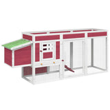 VidaXL Hühnerstall 204x50x84 cm massives Kiefernholz rot
