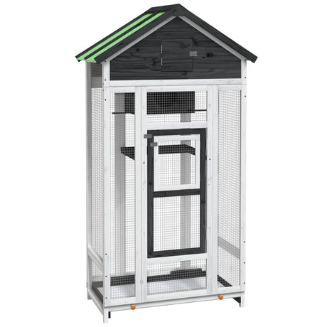 Vidaxx Voliere 91,5x53x170 cm massives Kiefernholz grau