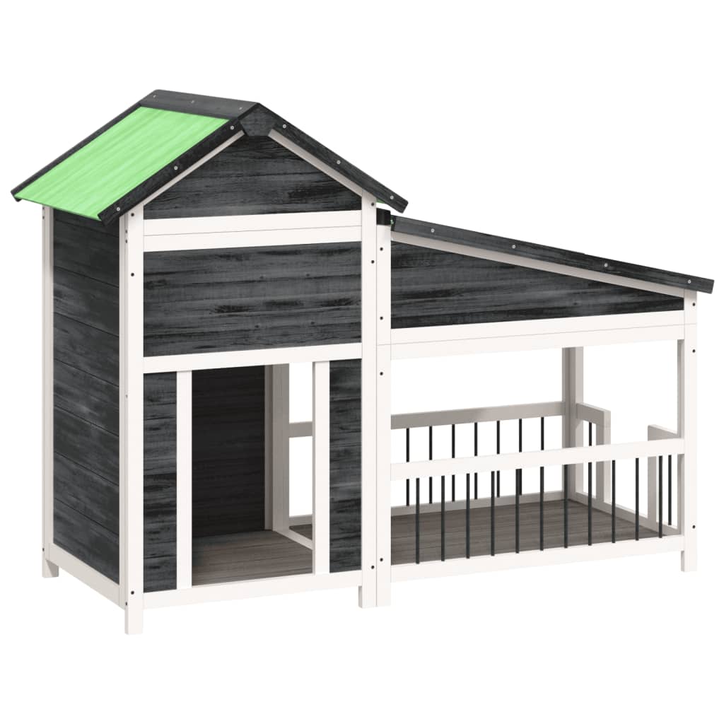 Vidaxx Hundehütte 143x60,5x109 cm massives Kiefernholz grau