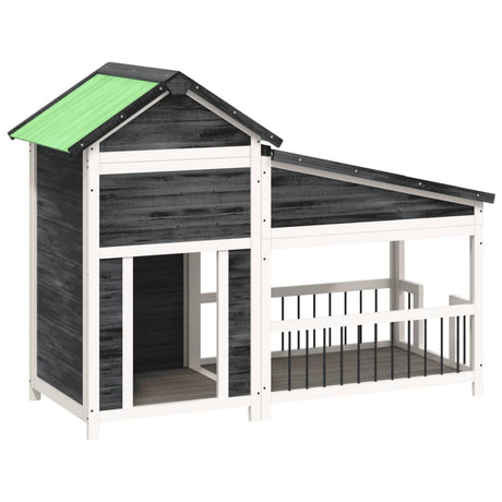Vidaxx Hundehütte 143x60,5x109 cm massives Kiefernholz grau