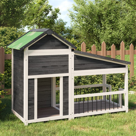 Vidaxx Hundehütte 143x60,5x109 cm massives Kiefernholz grau
