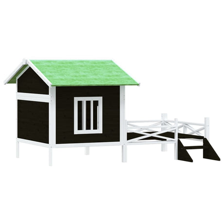 VidaXL Hundehütte 159x120x88,5 cm massives Kiefernholz grau