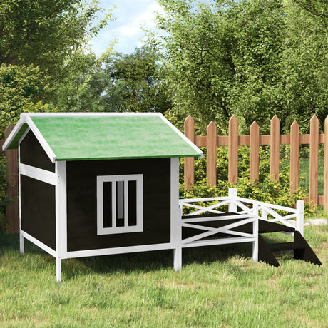 VidaXL Hundehütte 159x120x88,5 cm massives Kiefernholz grau