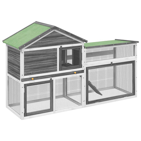 Vidaxxl Kaninchenstall 185,5x60,5x109,5 cm massives Kiefernholz grau