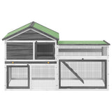 Vidaxxl Kaninchenstall 185,5x60,5x109,5 cm massives Kiefernholz grau