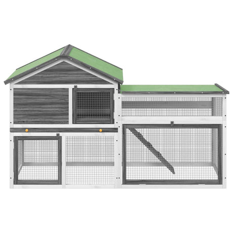 Vidaxxl Kaninchenstall 185,5x60,5x109,5 cm massives Kiefernholz grau