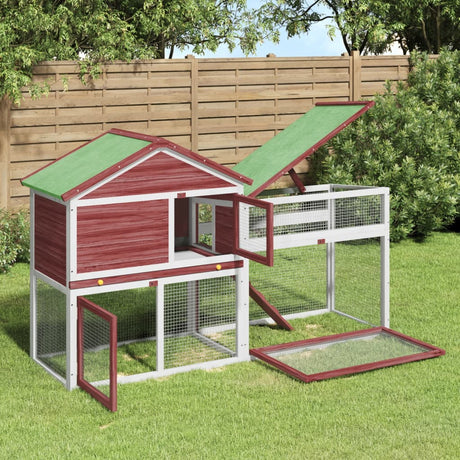 Vidaxxl Kaninchenstall 185,5 x 60,5 x 109,5 cm, massives Kiefernholz, mokkafarben