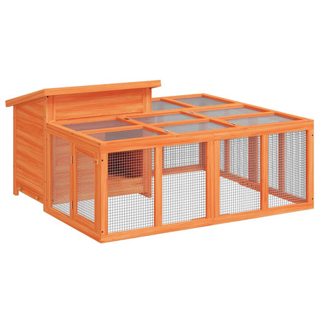 VidaXL Kaninchenstall 144x123x67,5 cm massives Kiefernholz braun