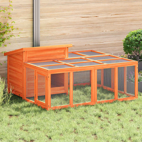 VidaXL Kaninchenstall 144x123x67,5 cm massives Kiefernholz braun