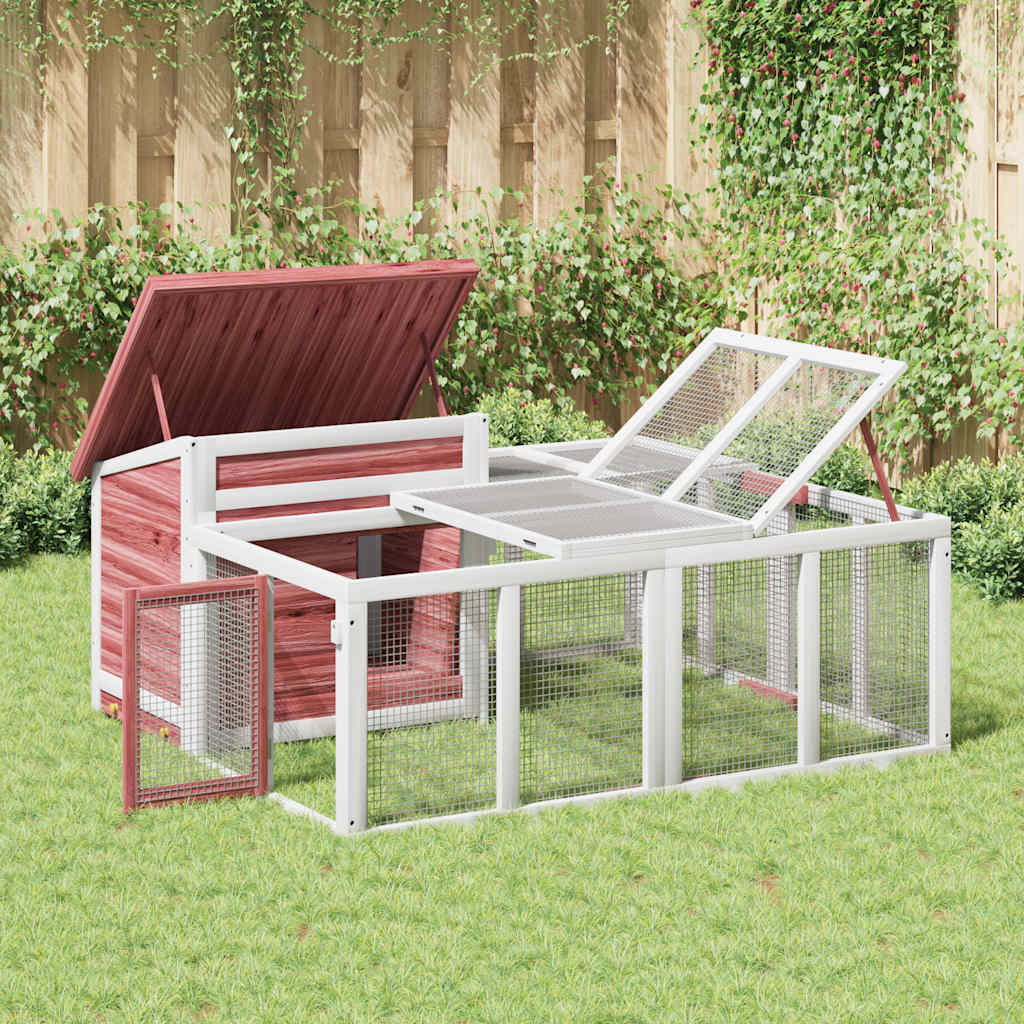 VidaXL Kaninchenstall 144 x 123 x 67,5 cm, massives Kiefernholz, Farbe Mokka