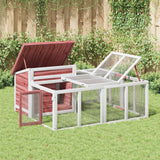 VidaXL Kaninchenstall 144 x 123 x 67,5 cm, massives Kiefernholz, Farbe Mokka