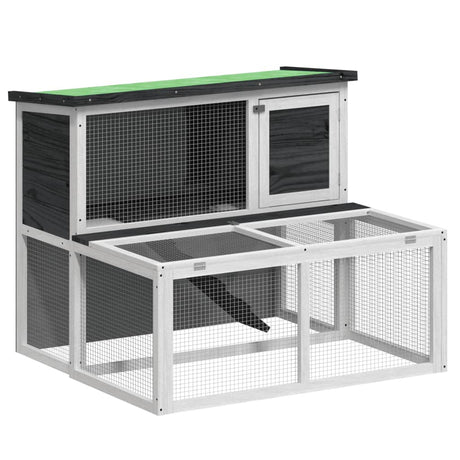 Vidaxxl Kaninchenstall 102x90x84,5 cm massives Kiefernholz grau