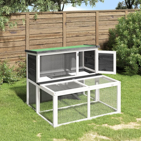 Vidaxxl Kaninchenstall 102x90x84,5 cm massives Kiefernholz grau