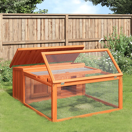 Vidaxxl Kaninchenstall 117,5x97x47,5 cm massives Kiefernholz braun