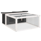 Vidaxxl Kaninchenstall 117,5x97x47,5 cm massives Kiefernholz grau