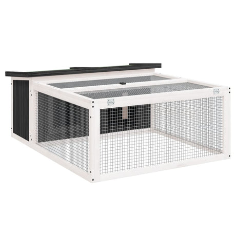 Vidaxxl Kaninchenstall 117,5x97x47,5 cm massives Kiefernholz grau