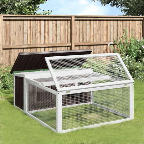 Vidaxxl Kaninchenstall 117,5x97x47,5 cm massives Kiefernholz grau