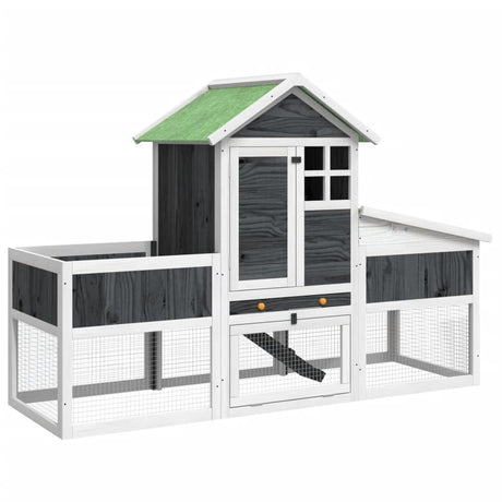 Vidaxx Kaninchenstall 170x63x113 cm massives Kiefernholz grau