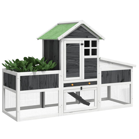 Vidaxx Kaninchenstall 170x63x113 cm massives Kiefernholz grau