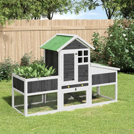 Vidaxx Kaninchenstall 170x63x113 cm massives Kiefernholz grau