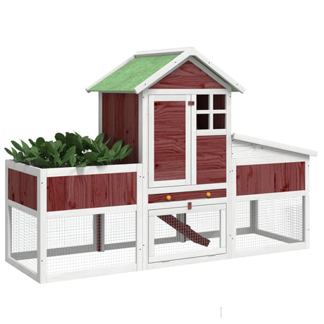 Vidaxxl Kaninchenstall 170x63x113 cm, massives Kiefernholz, mokkafarben