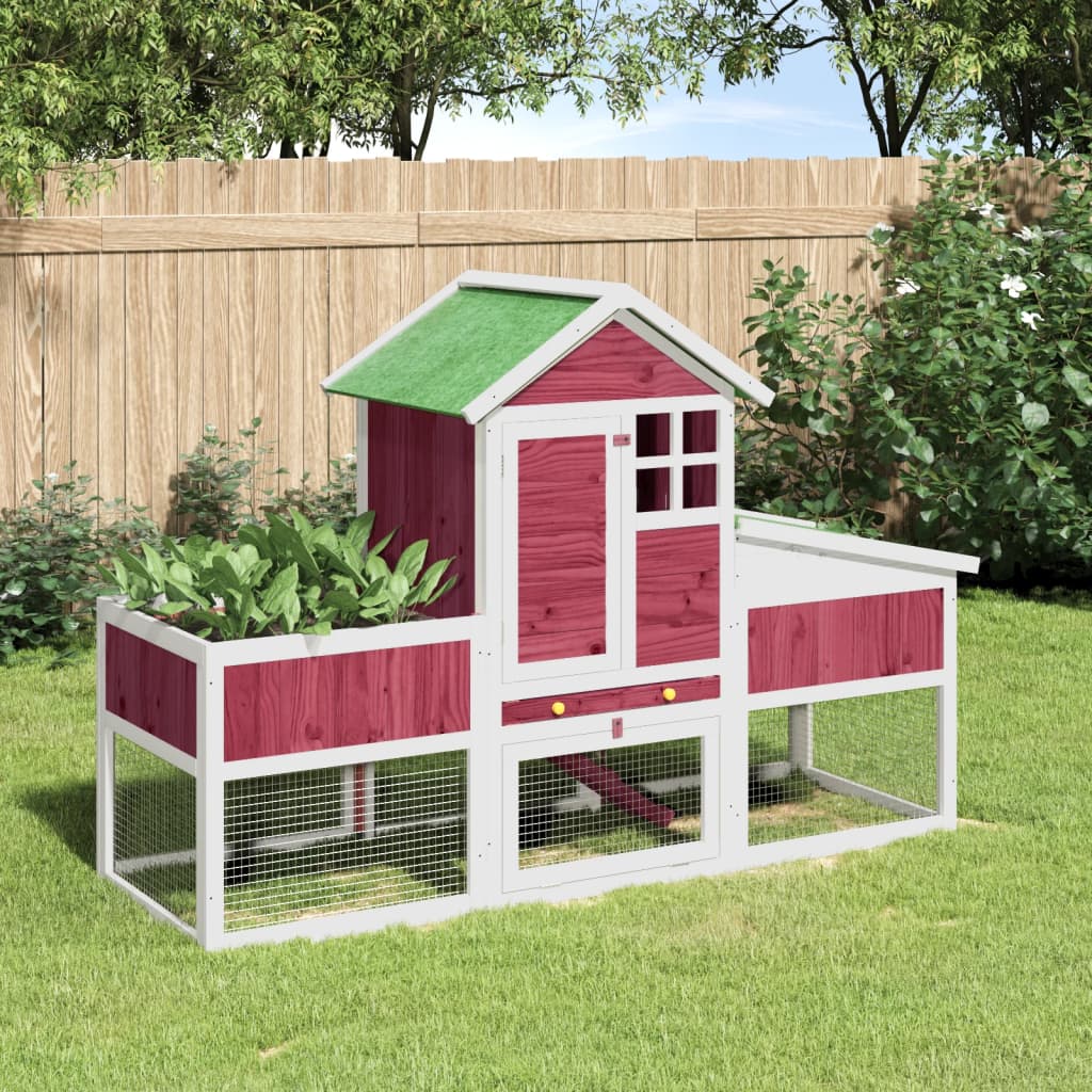 Vidaxx Kaninchenstall 170x63x113 cm massives Kiefernholz rot