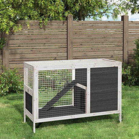 Vidaxxl Kaninchenstall 103x44x69,5 cm massives Kiefernholz grau
