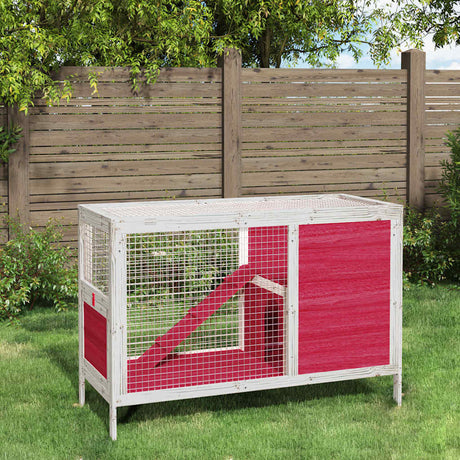 Vidaxx Kaninchenstall 103x44x69,5 cm massives Kiefernholz rot