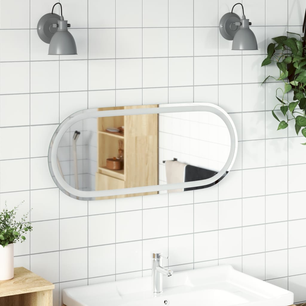 Vidaxl Mirror de baño LED Oval 80x35 cm