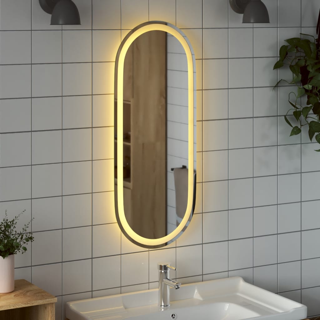 Vidaxl Mirror de baño LED ovalado 90x40 cm