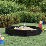 Vidaxl sandpit with benches octagonal solid pine black