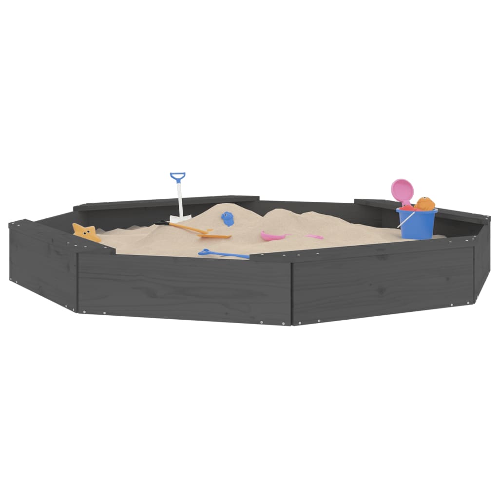 Vidaxl Sandbox mat Bänken octagonal halte Pine Grey gro