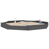 Vidaxl sandbox with benches octagonal solid pine gray gray