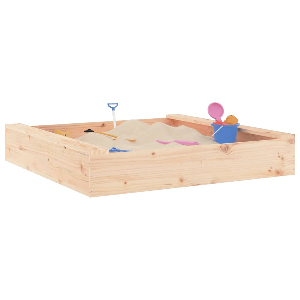 VidaXL Sandkasten mit Bänken quadratisch aus massivem Kiefernholz