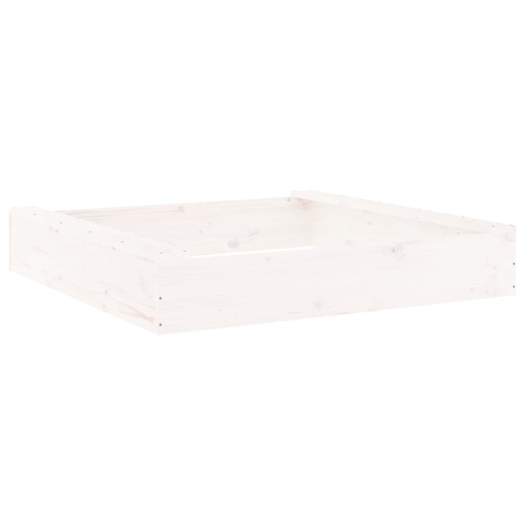 Vidaxl sandbox with benches square solid pine white