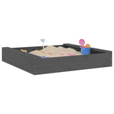 Vidaxl Sandbox con panchine grigio grigio a pino solido quadrato